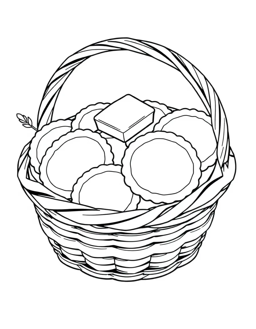 (Finland) A basket of freshly baked Karelian pies with butter on top.