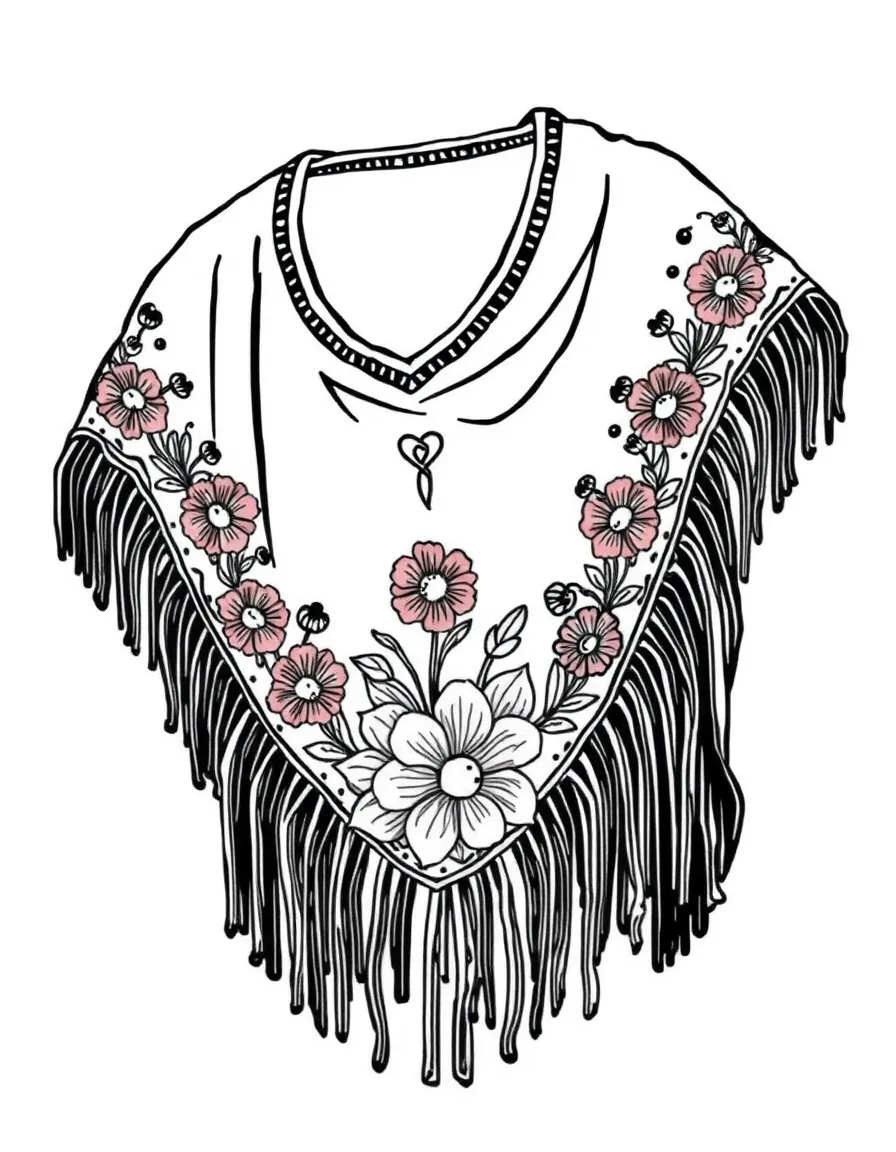 (Spain) A fringed flamenco shawl (mantón) with vibrant embroidered flowers.