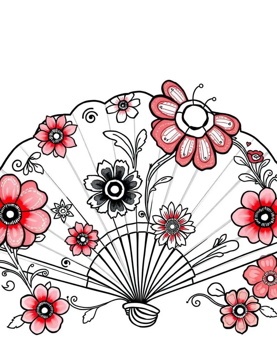 (Spain) A hand-painted Spanish fan with bright floral patterns.