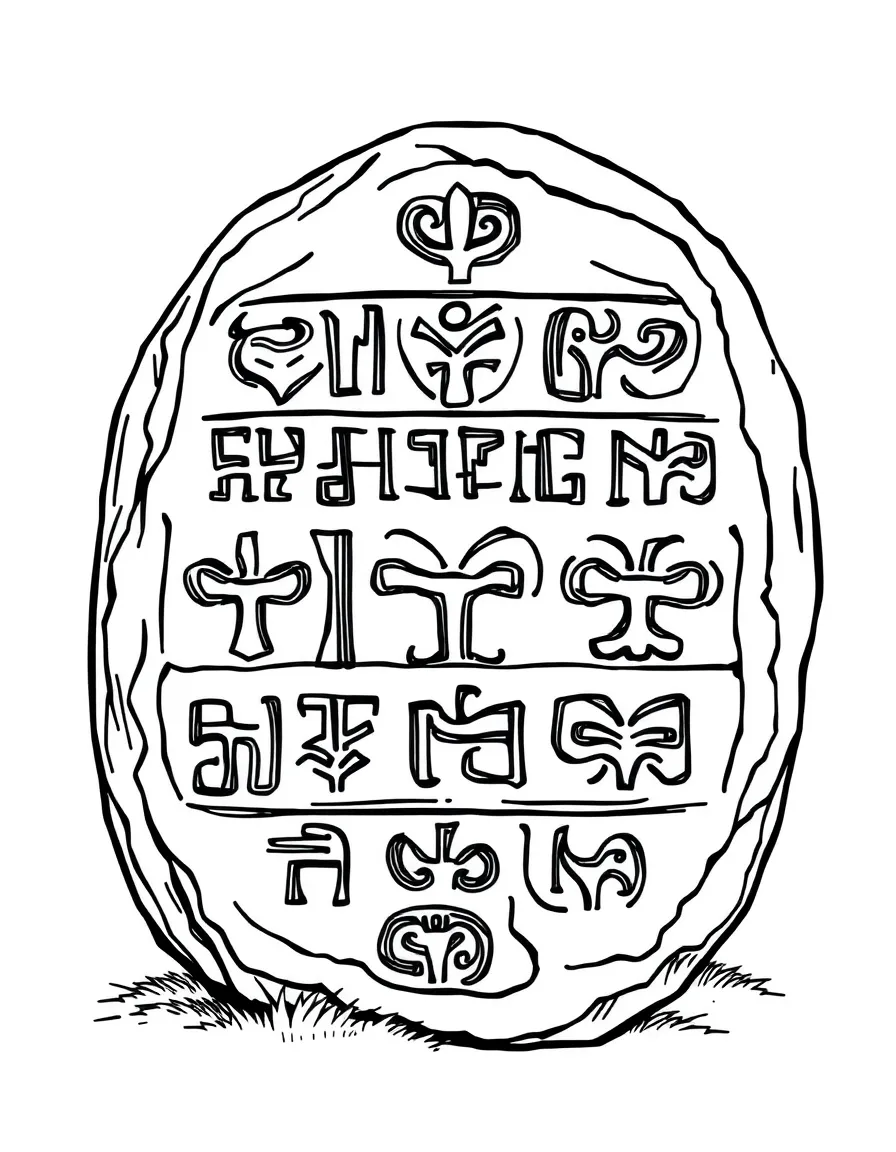 (Denmark) An ancient Viking rune stone with carved symbols on it.