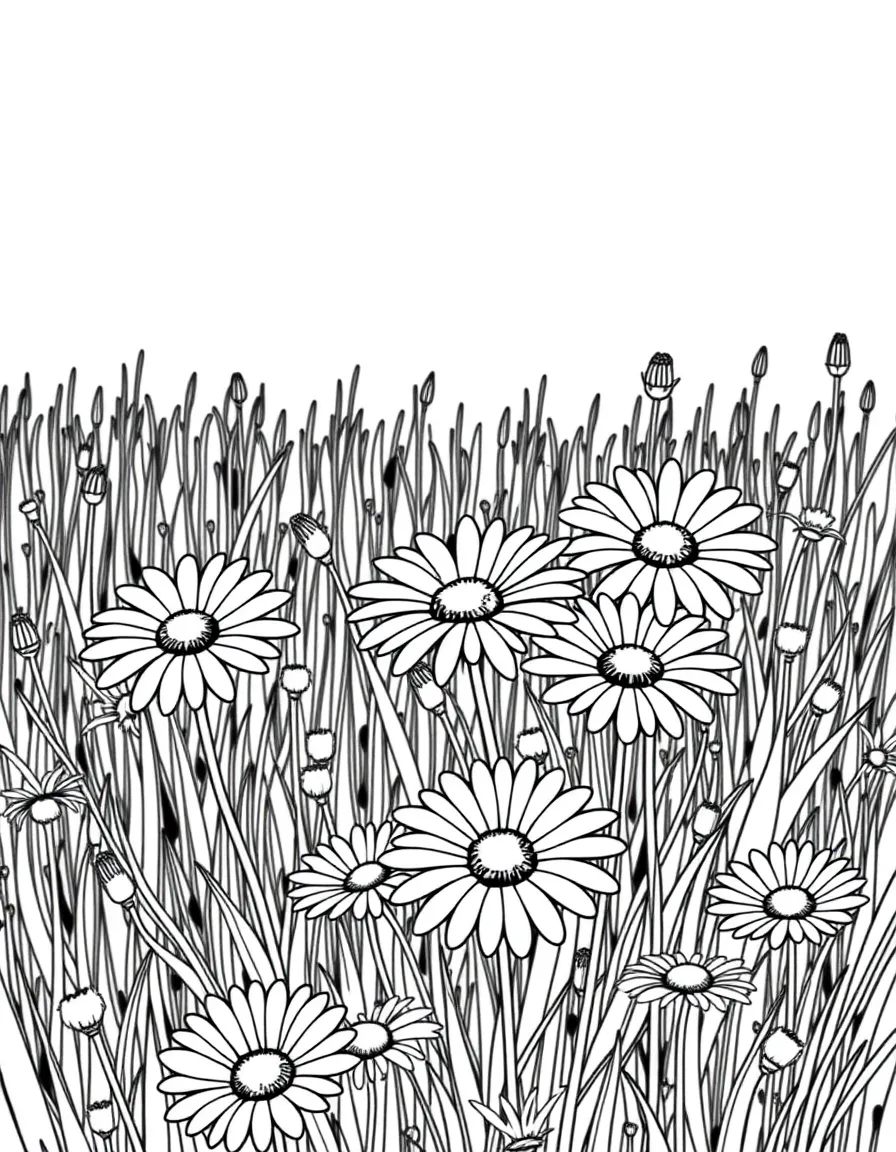 (Denmark) A patch of marguerite daisies (national flower) blooming in a meadow.