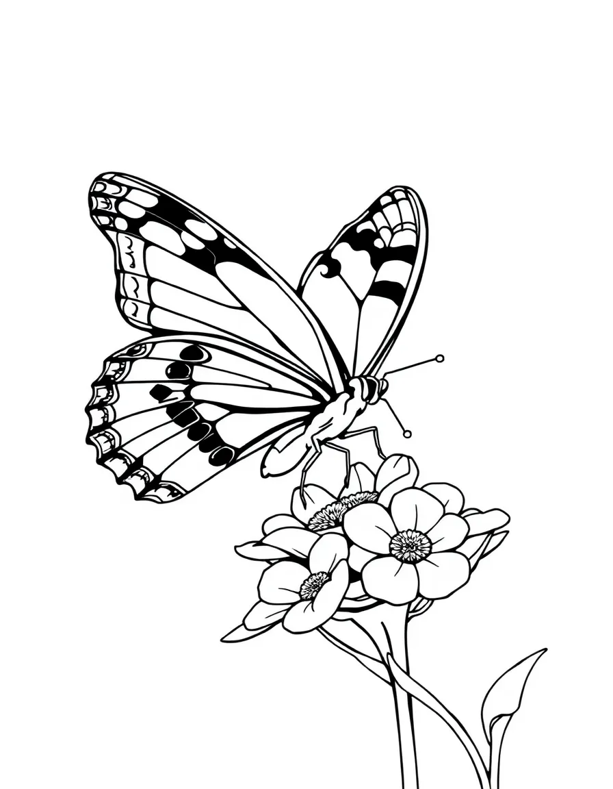 (Denmark) A small tortoiseshell butterfly (national insect) fluttering over flowers.