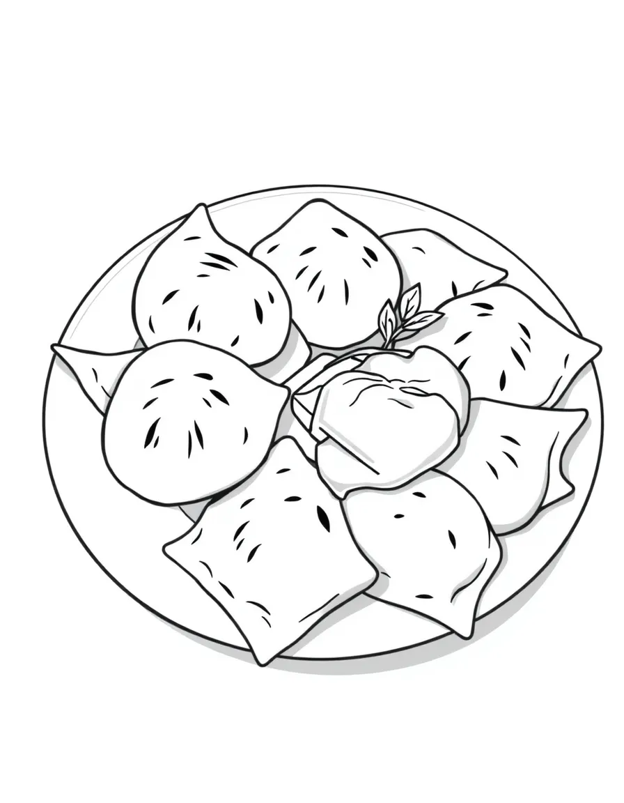 (Ukraine) A plate of varenyky dumplings with butter and sour cream.
