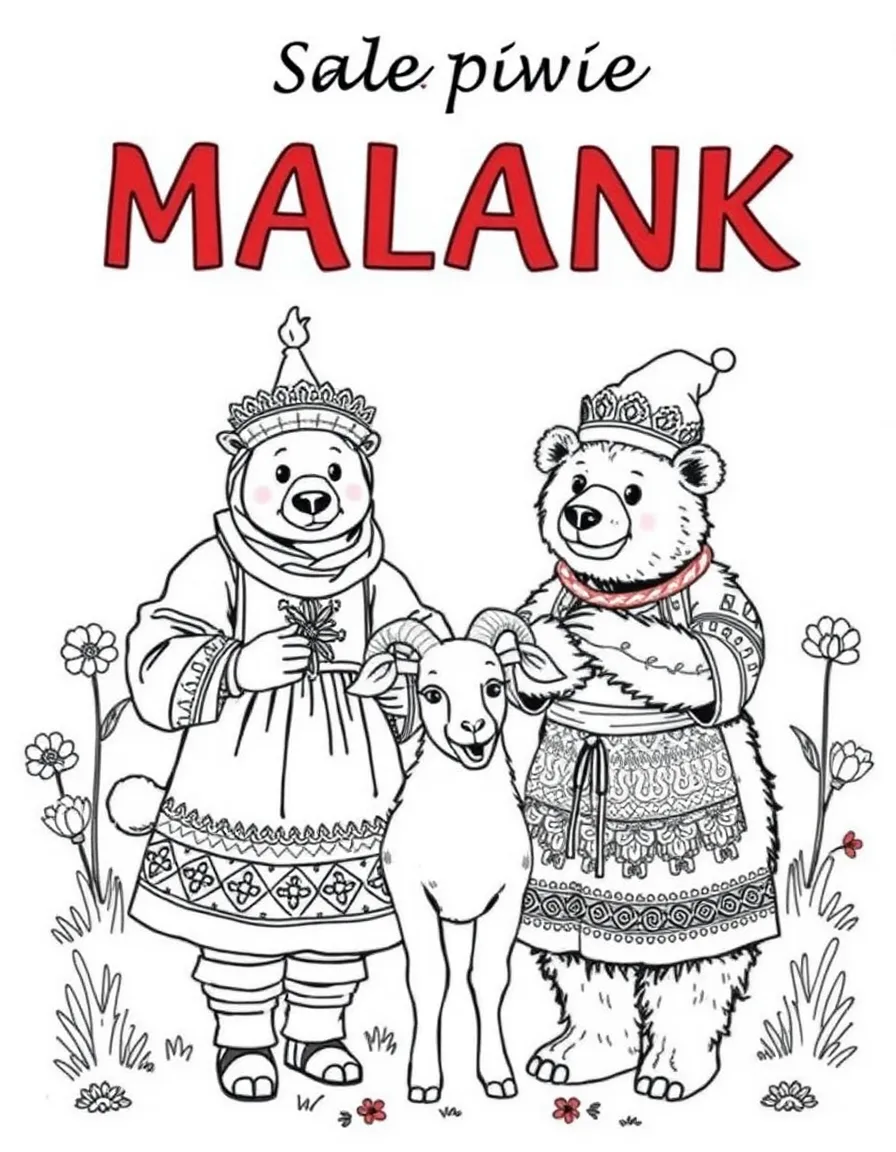 (Ukraine) Villagers in colorful costumes (bear and goat) celebrating Malanka.