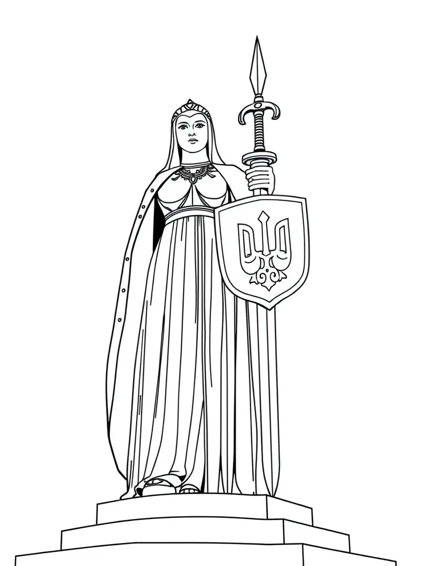 (Ukraine) The giant Motherland monument holding a sword and shield in Kyiv.