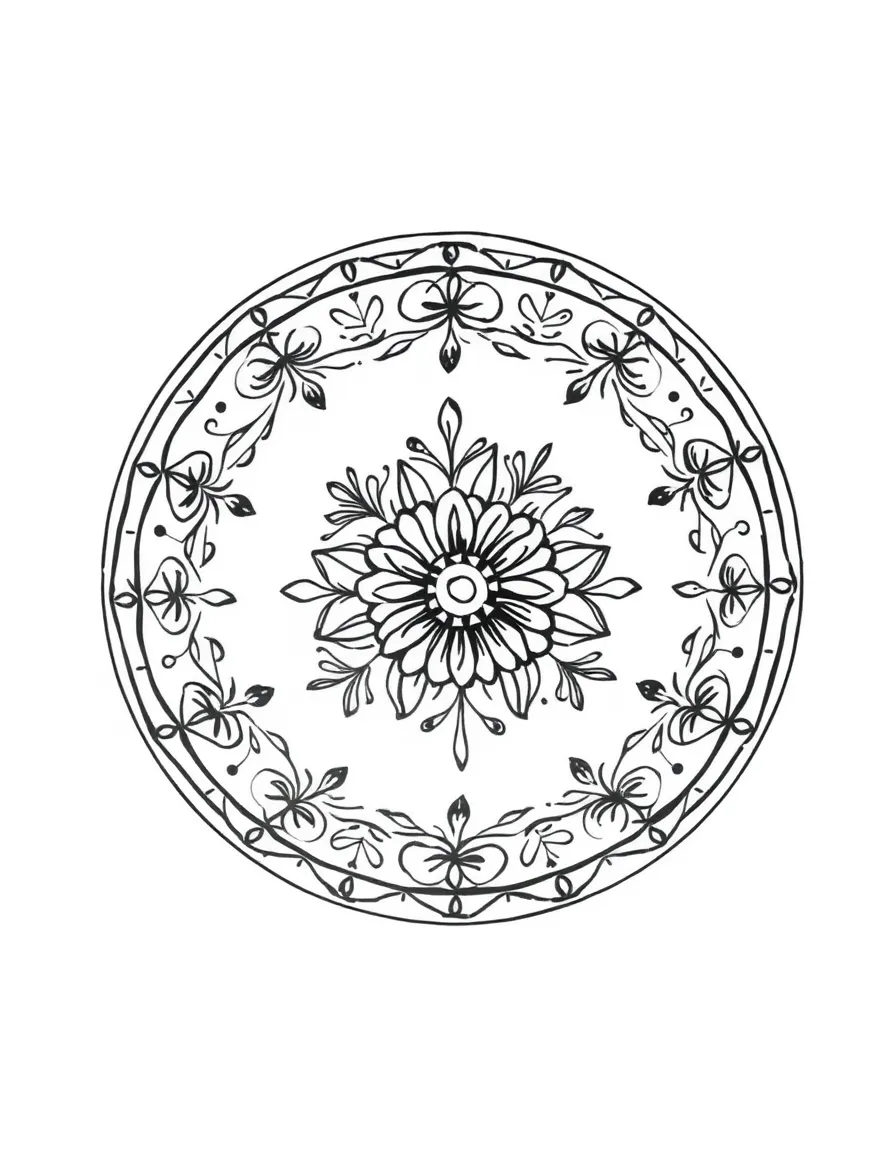 (Ukraine) A decorative clay plate hand-painted with Ukrainian folk designs.
