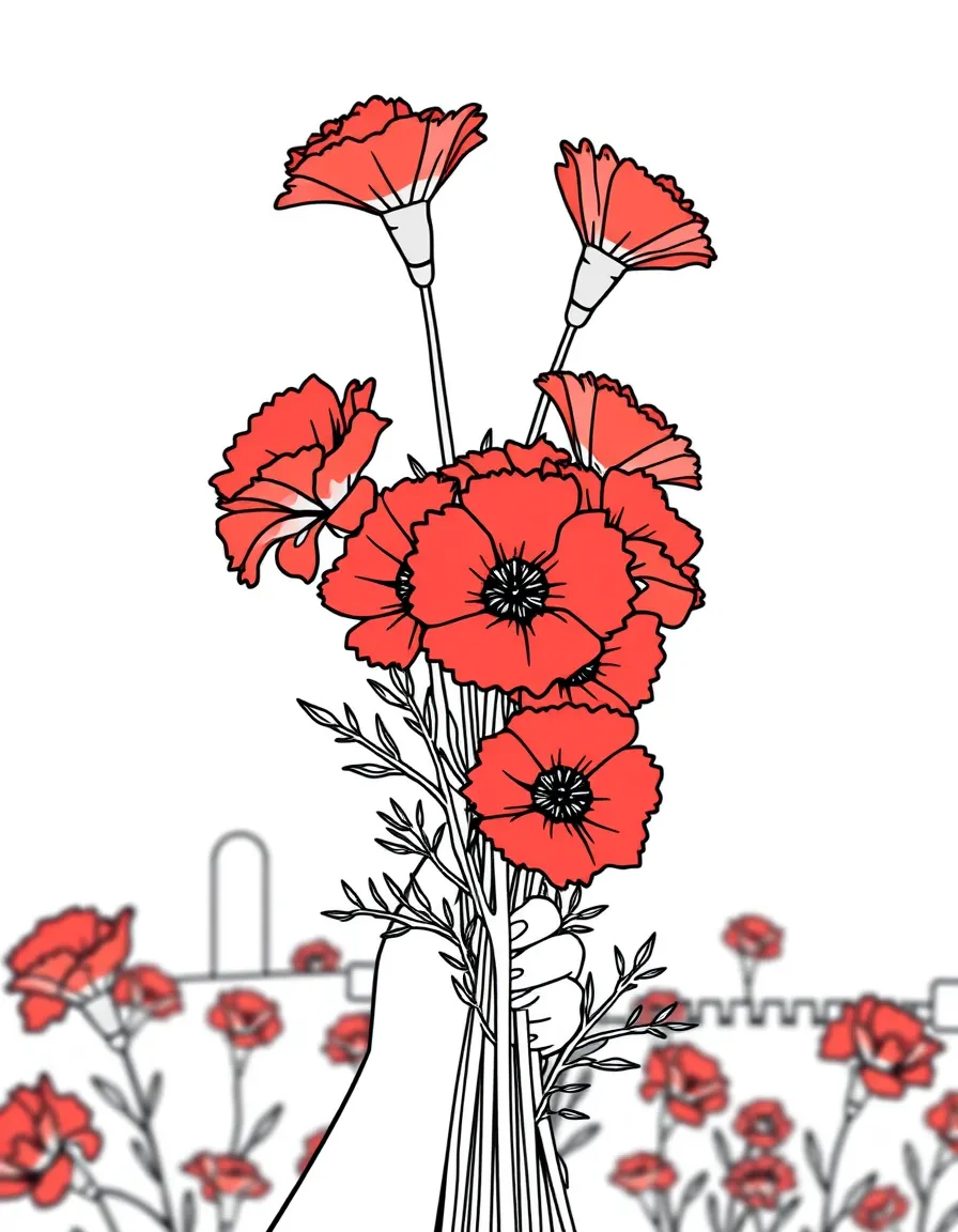 (Portugal) A bunch of red carnations held high in celebration.