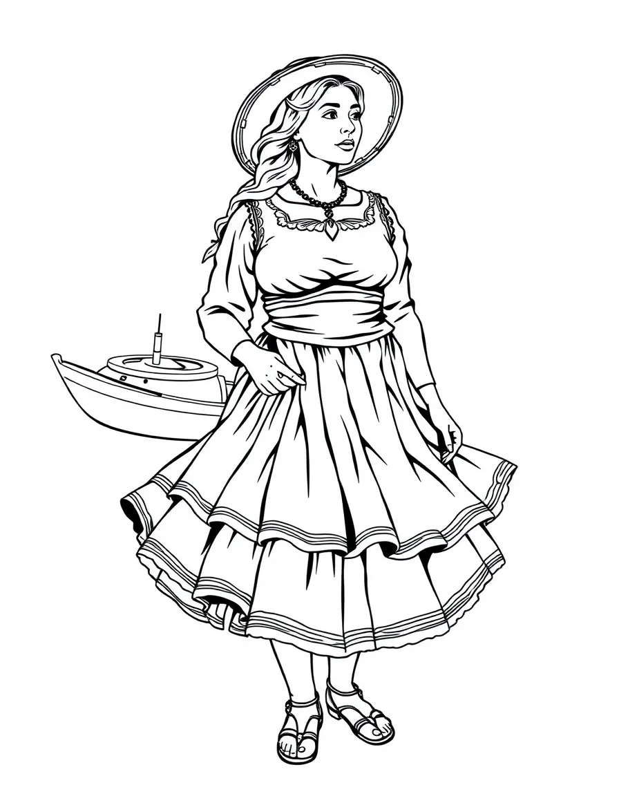 (Portugal) A fisherwoman in Nazaré wearing her seven skirts traditional costume.