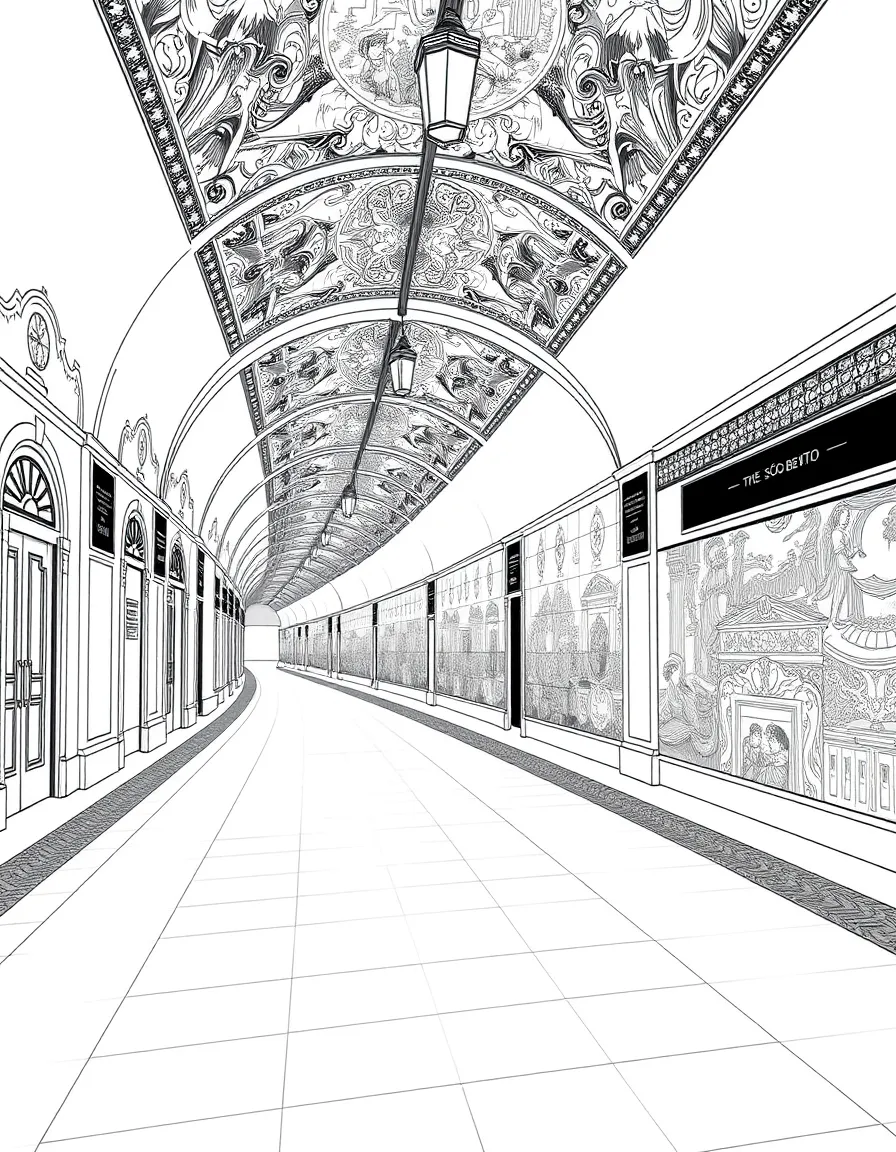 (Portugal) The São Bento train station hall covered with blue tile murals.