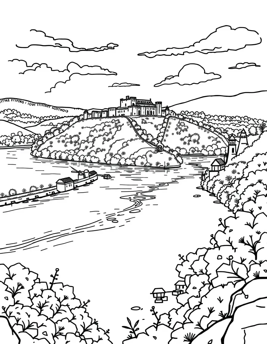 (Hungary) The scenic Danube Bend with Visegrád Castle ruins on a hill