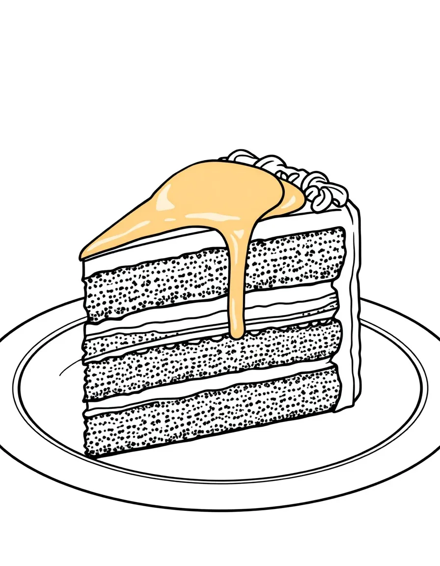 (Hungary) A slice of Dobos torte (layered chocolate cake with caramel top) on a plate