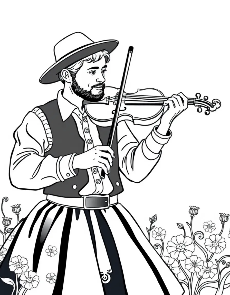 (Hungary) A violinist playing Hungarian folk music on a fiddle (violin)