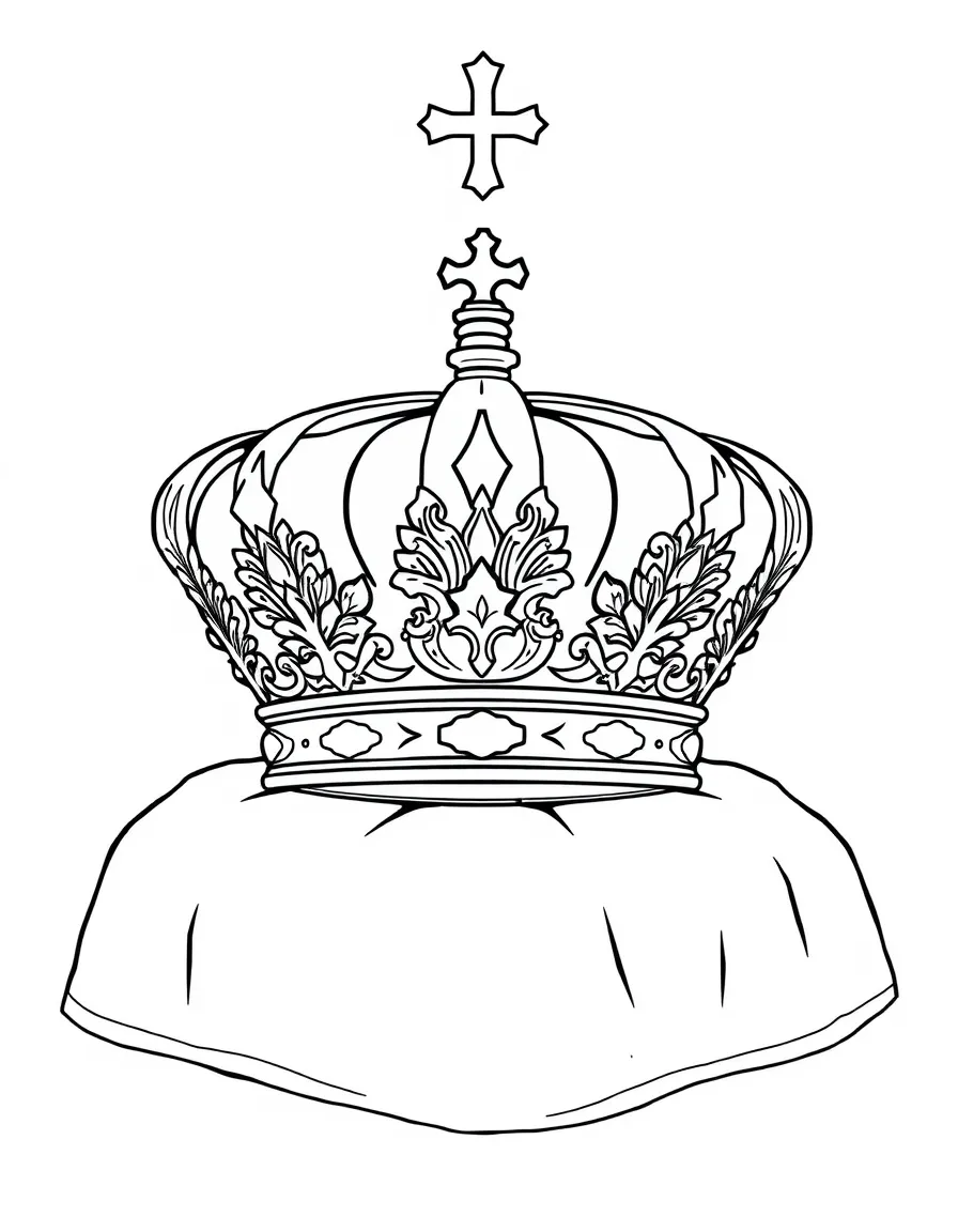 (Hungary) The Holy Crown of Hungary (St. Stephen’s Crown) on a cushion