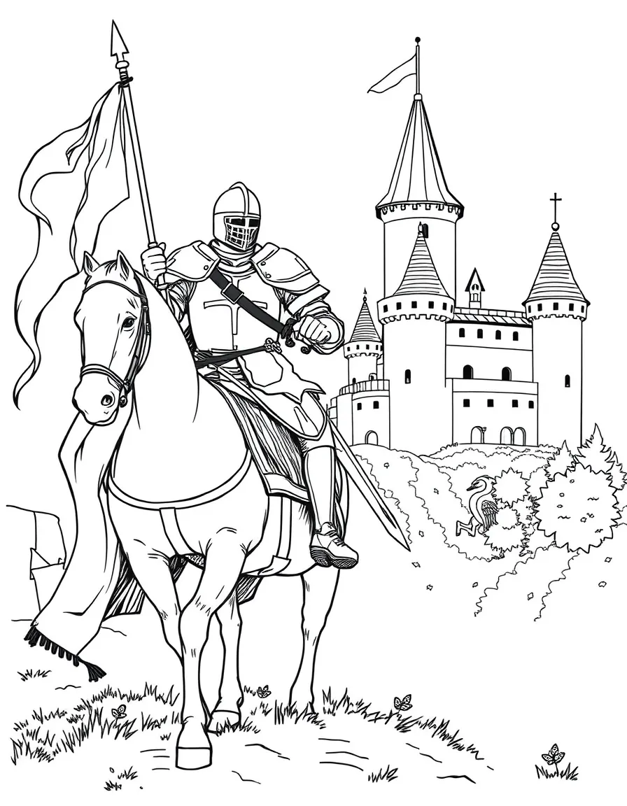 (Hungary) A medieval knight on horseback at Vajdahunyad Castle (as seen at a Renaissance fair)