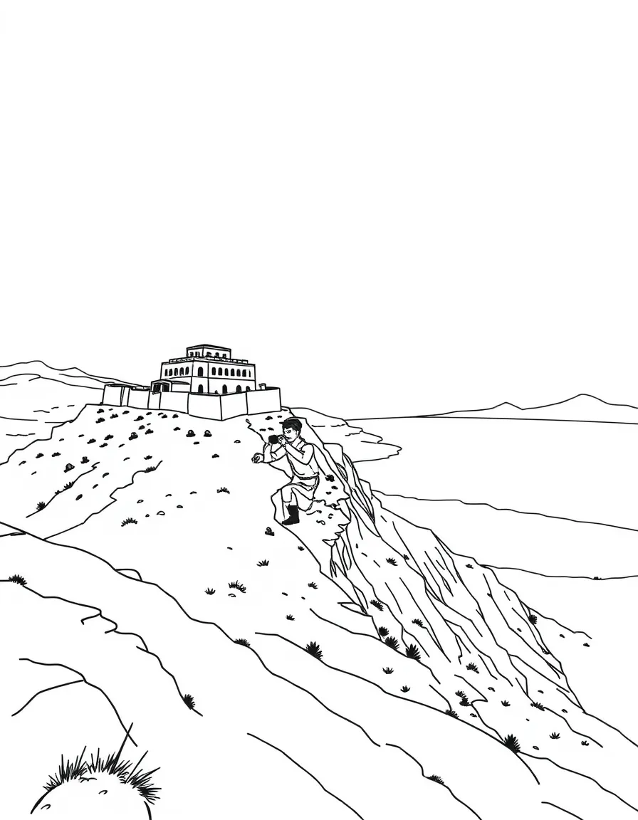 (Israel) The ancient hilltop fortress of Masada overlooking the desert and Dead Sea