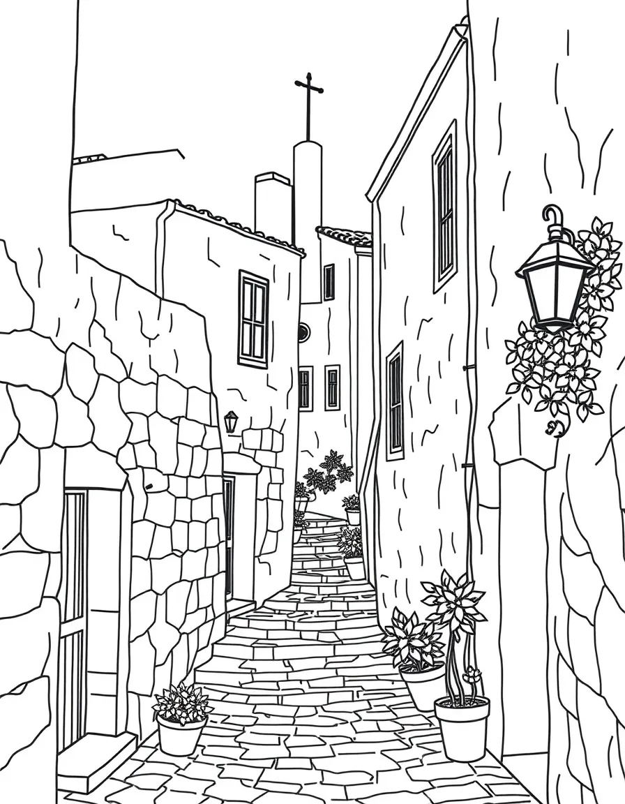 (Israel) A traditional stone house and winding alley in the old city of Jaffa (Tel Aviv)