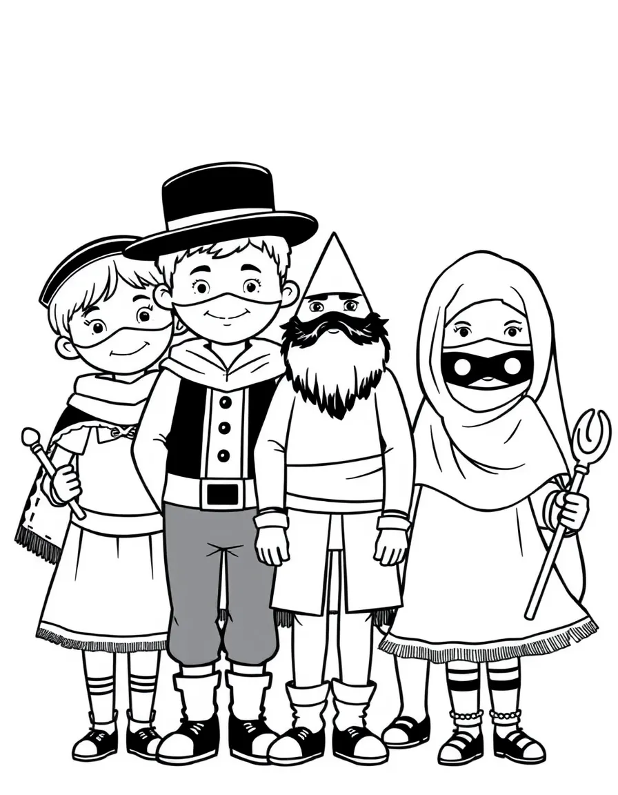 (Israel) Kids dressed in costumes and masks celebrating Purim (a festive holiday)