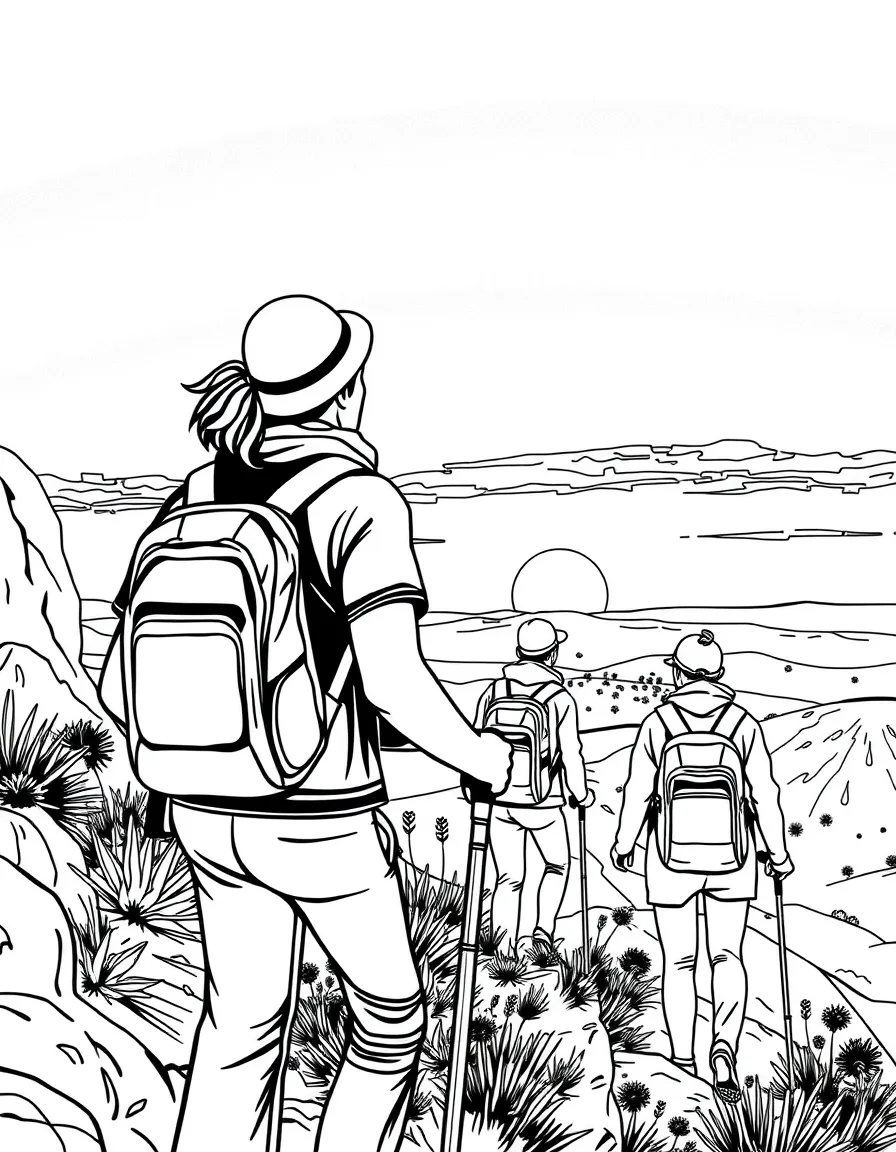 (Israel) Two friends hiking up Masada at sunrise (learning about Jewish history and nature)