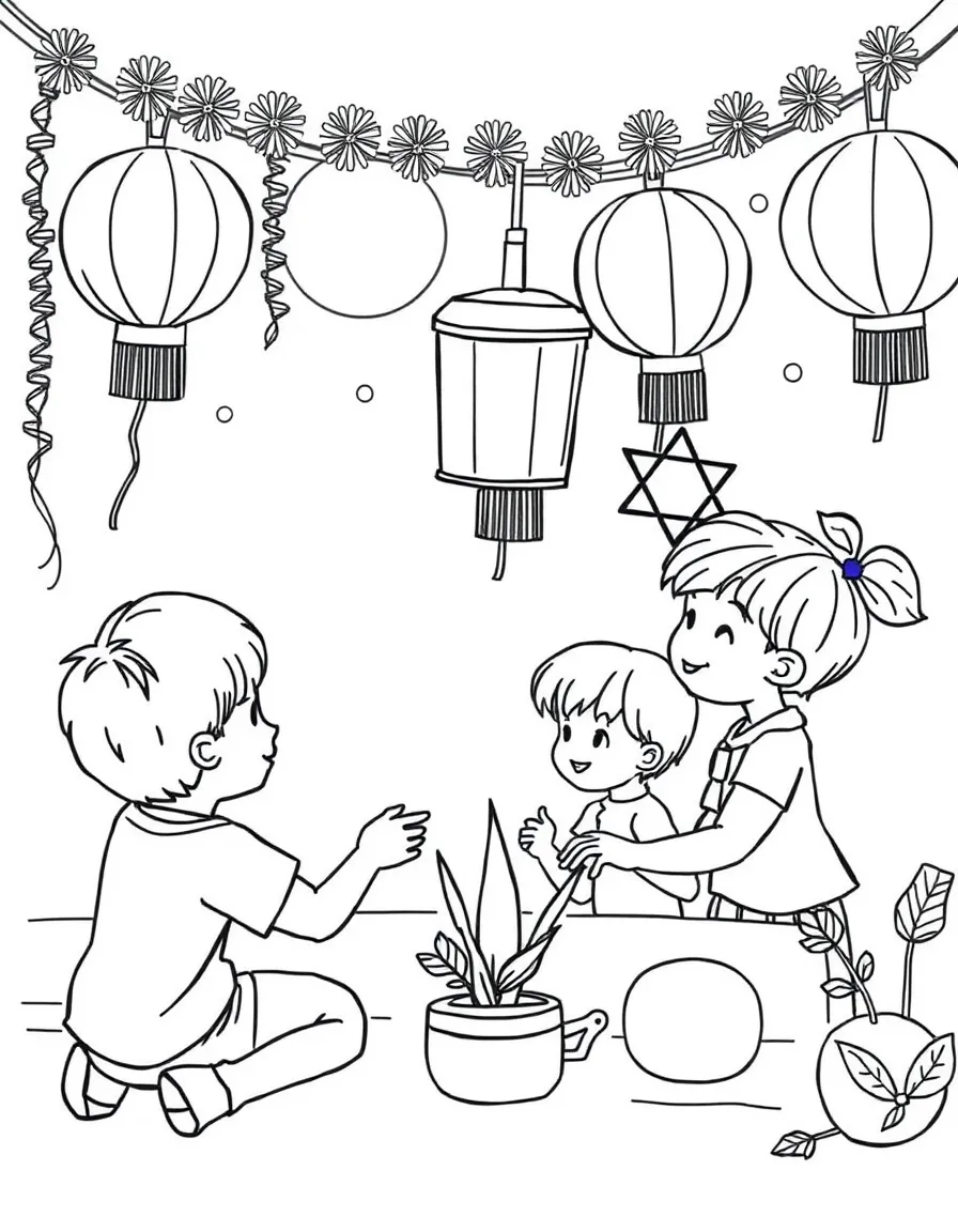 (Israel) Children making paper lanterns and decorations for Yom Ha’atzmaut (Independence Day)