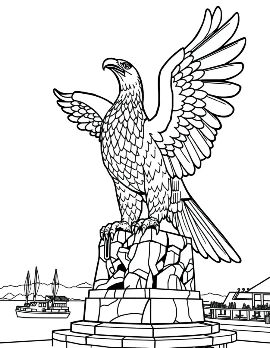 (Malaysia) The Langkawi Eagle statue by the waterfront (eagle with wings spread, a landmark of Langkawi Island)