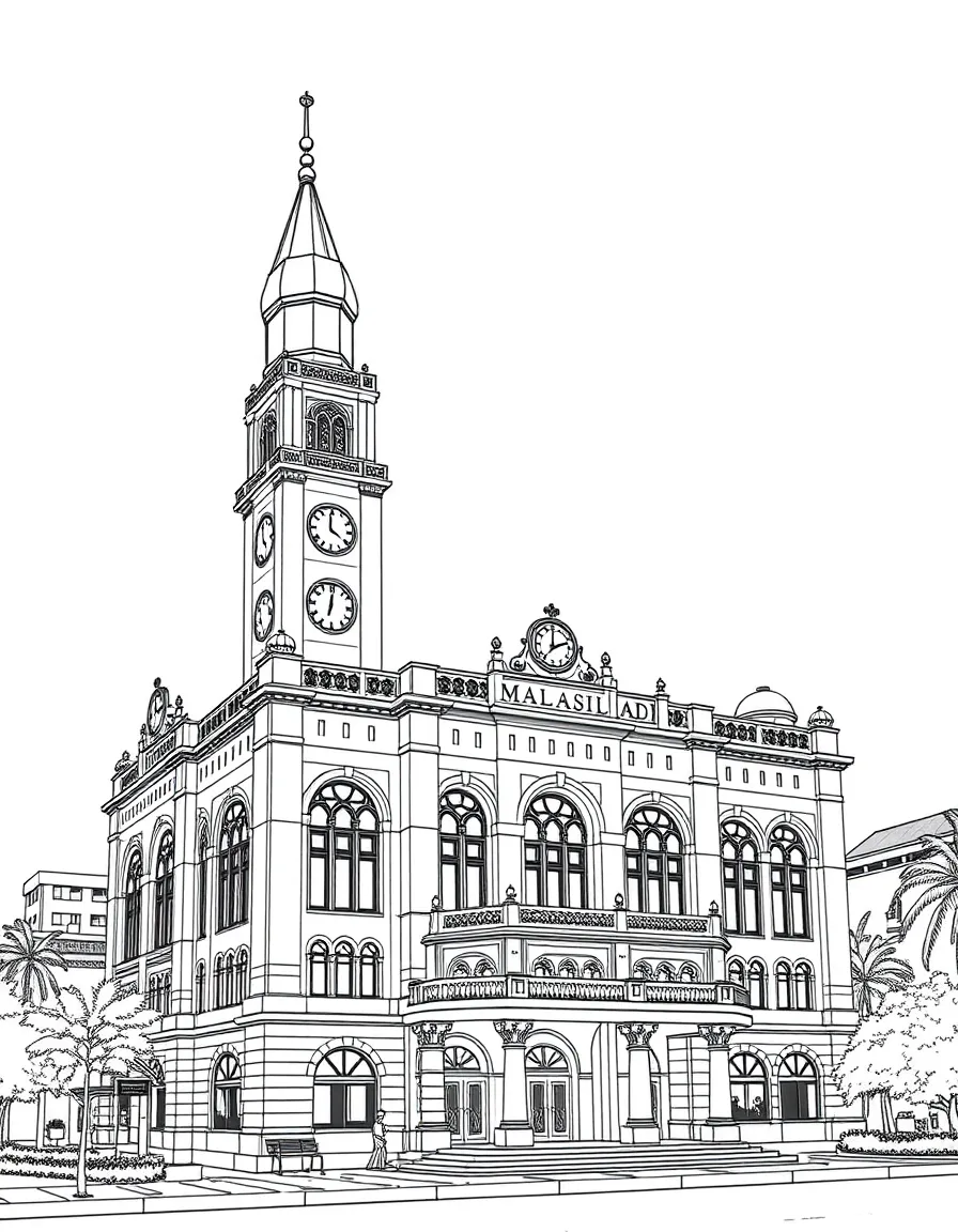 (Malaysia) The Sultan Abdul Samad Building in Kuala Lumpur with its clock tower and Moorish design