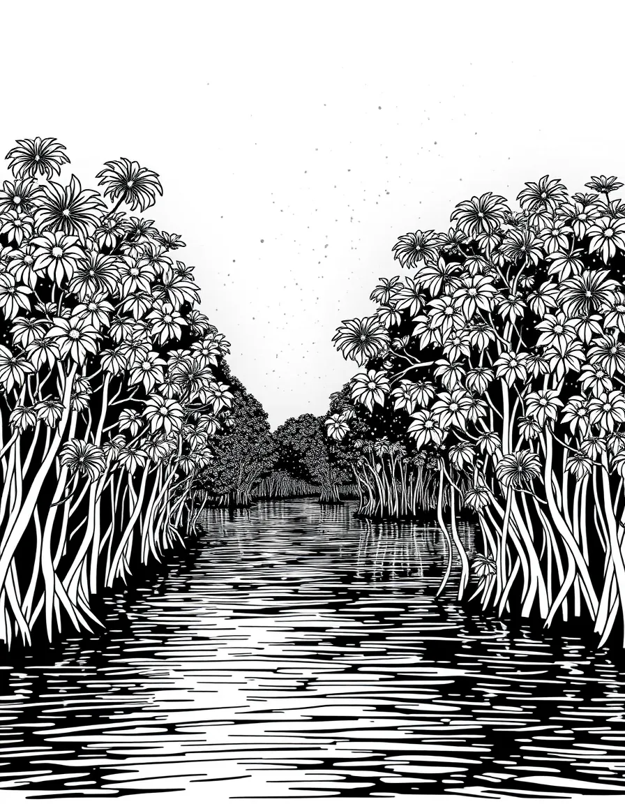 (Malaysia) Fireflies twinkling around mangrove trees at night along a river (like in Kuala Selangor)