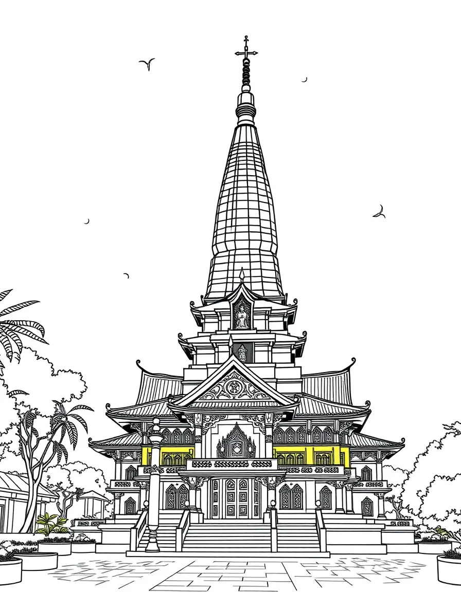 (Malaysia) The Kek Lok Si Temple in Penang, a colorful Buddhist temple with a tall pagoda