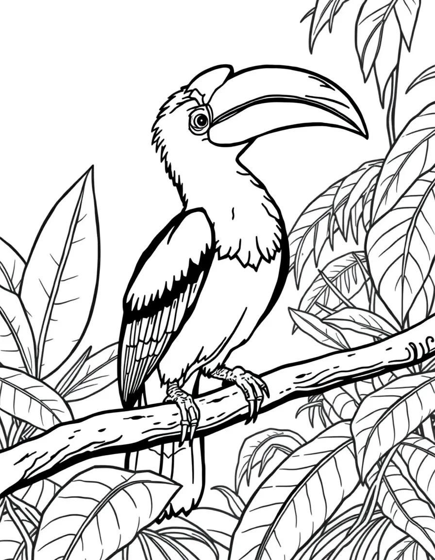 (Singapore) A hornbill bird sitting on a branch in the Singapore Zoo’s rainforest exhibit