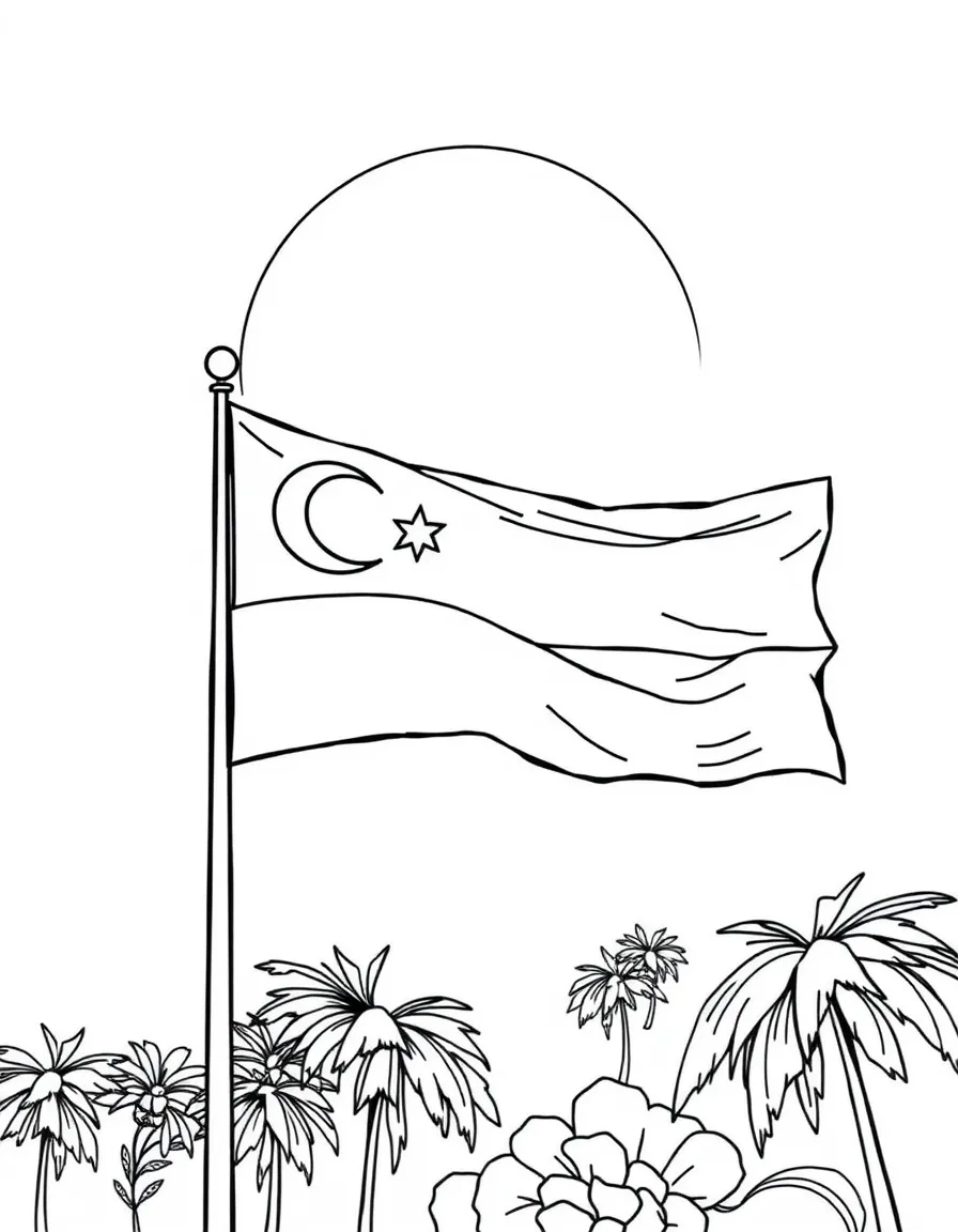 (Singapore) The Singapore flag (red and white with a crescent and stars) flying on National Day