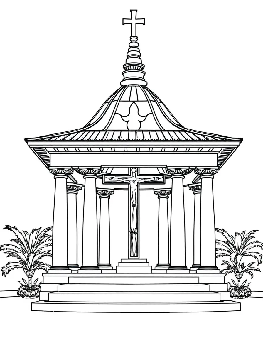 (Philippines) Magellan’s Cross pavilion in Cebu, housing the wooden cross under a painted dome