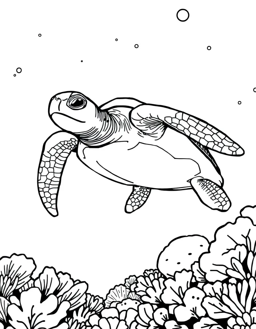 (Philippines) A green sea turtle swimming over a coral reef in the Philippines’ tropical waters
