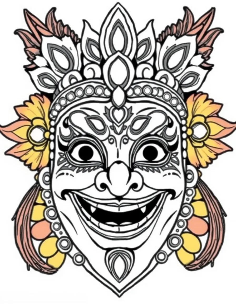 (Philippines) A brightly decorated MassKara Festival mask with a big smiling face from Bacolod City