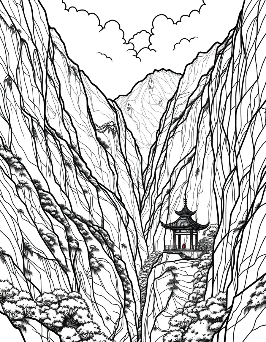 (Taiwan) The Taroko Gorge marble cliffs and the Eternal Spring Shrine tucked in the mountainside