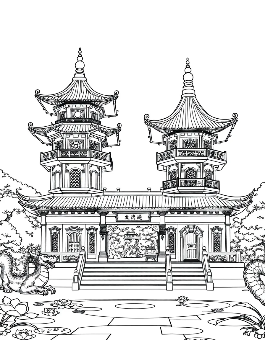 (Taiwan) The Dragon and Tiger Pagodas at Lotus Pond in Kaohsiung, with dragon and tiger sculptures at the entrances