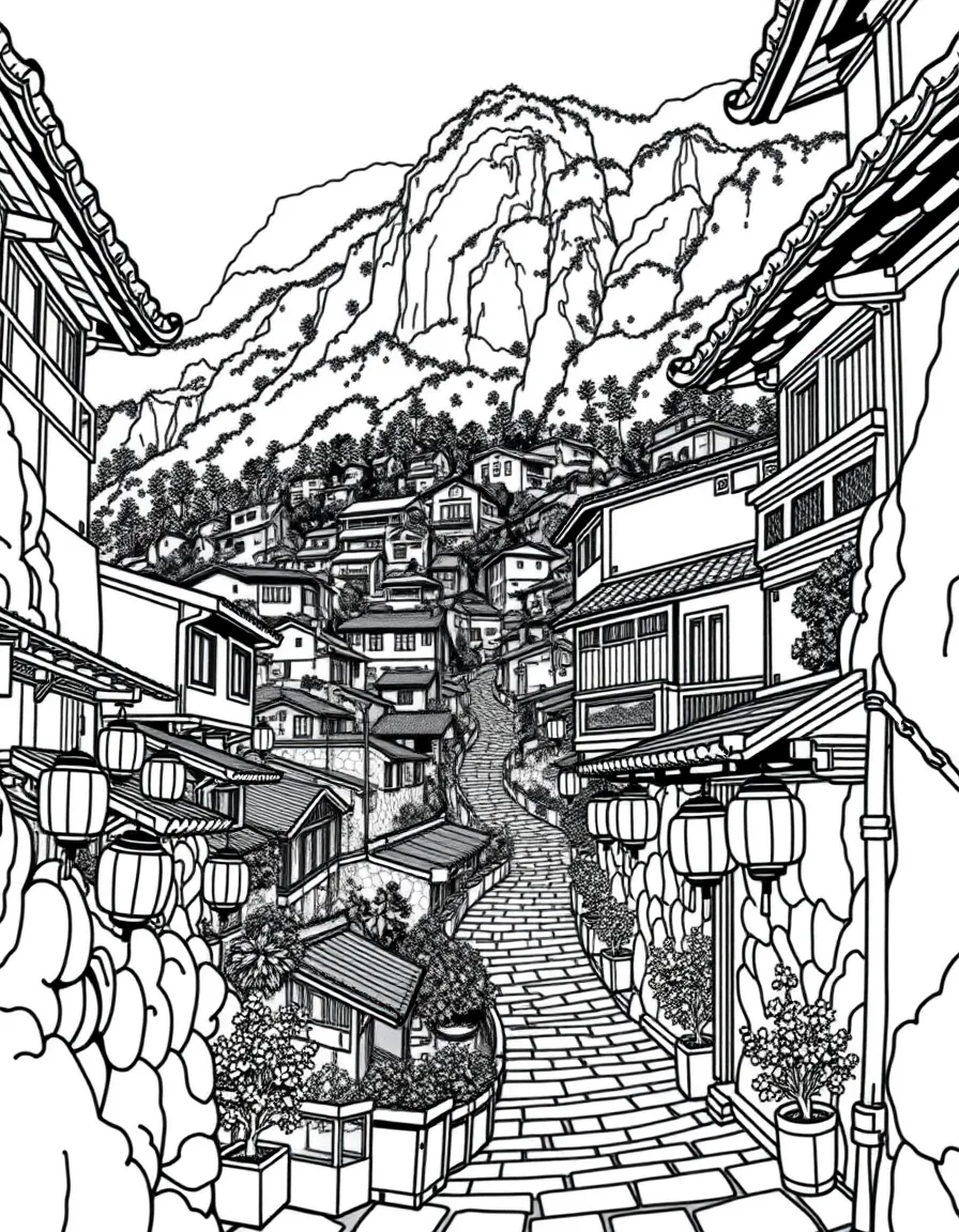 (Taiwan) The historic Jiufen mountain town with lantern-lit streets and teahouses on a hillside