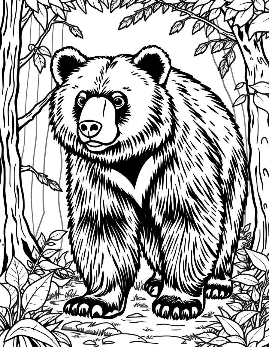 (Taiwan) A Formosan black bear (Taiwan’s native bear) with a white V-mark on its chest, walking in a forest