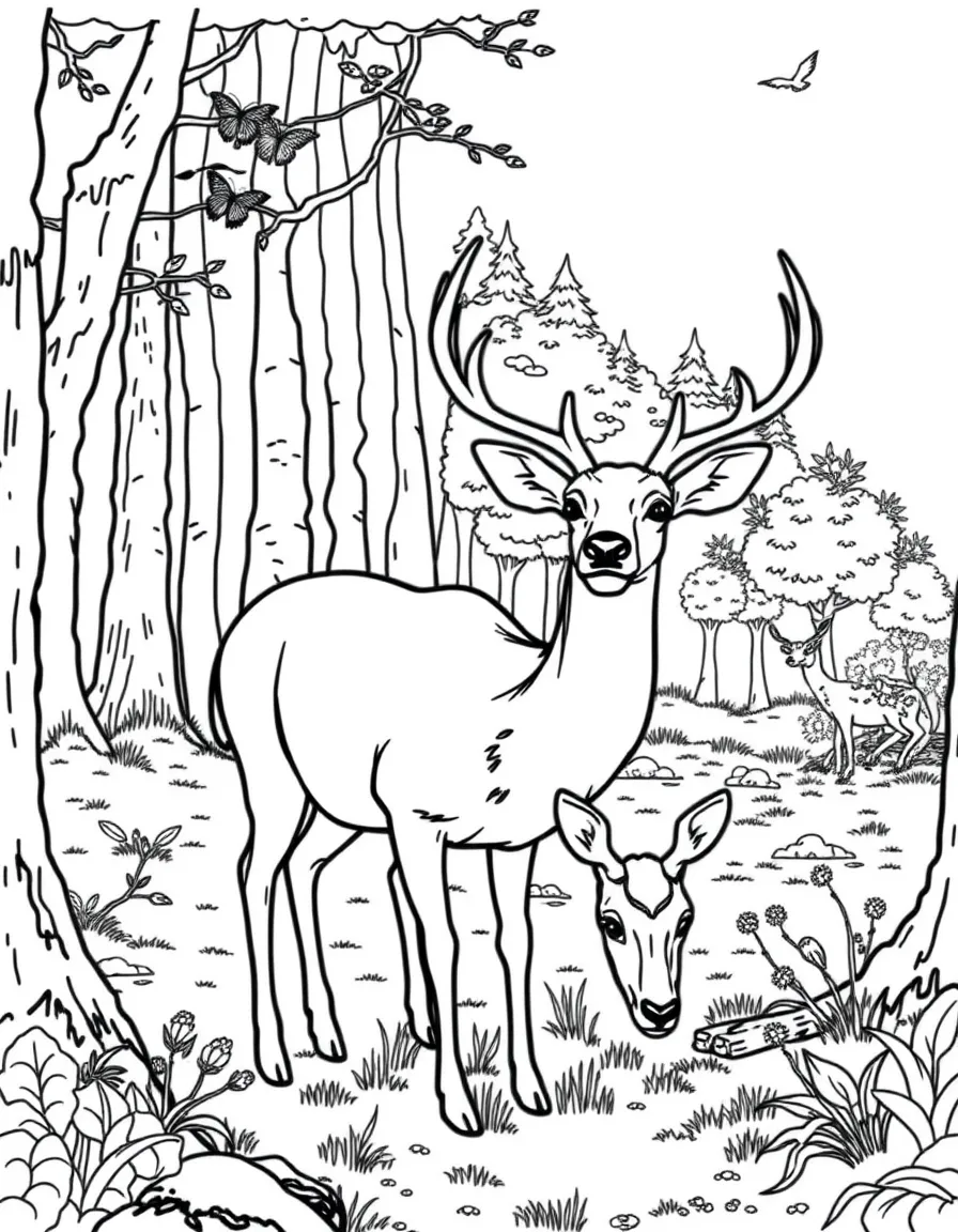 (Taiwan) A pair of sika deer grazing in the woods, like those found in Taiwan’s parks