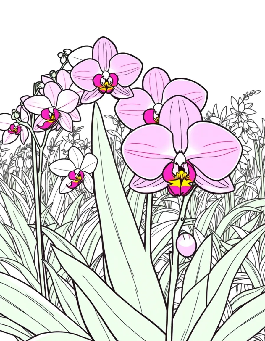 (Taiwan) Orchids in bloom at a flower farm, including the pink Taiwan butterfly orchid (national flower)