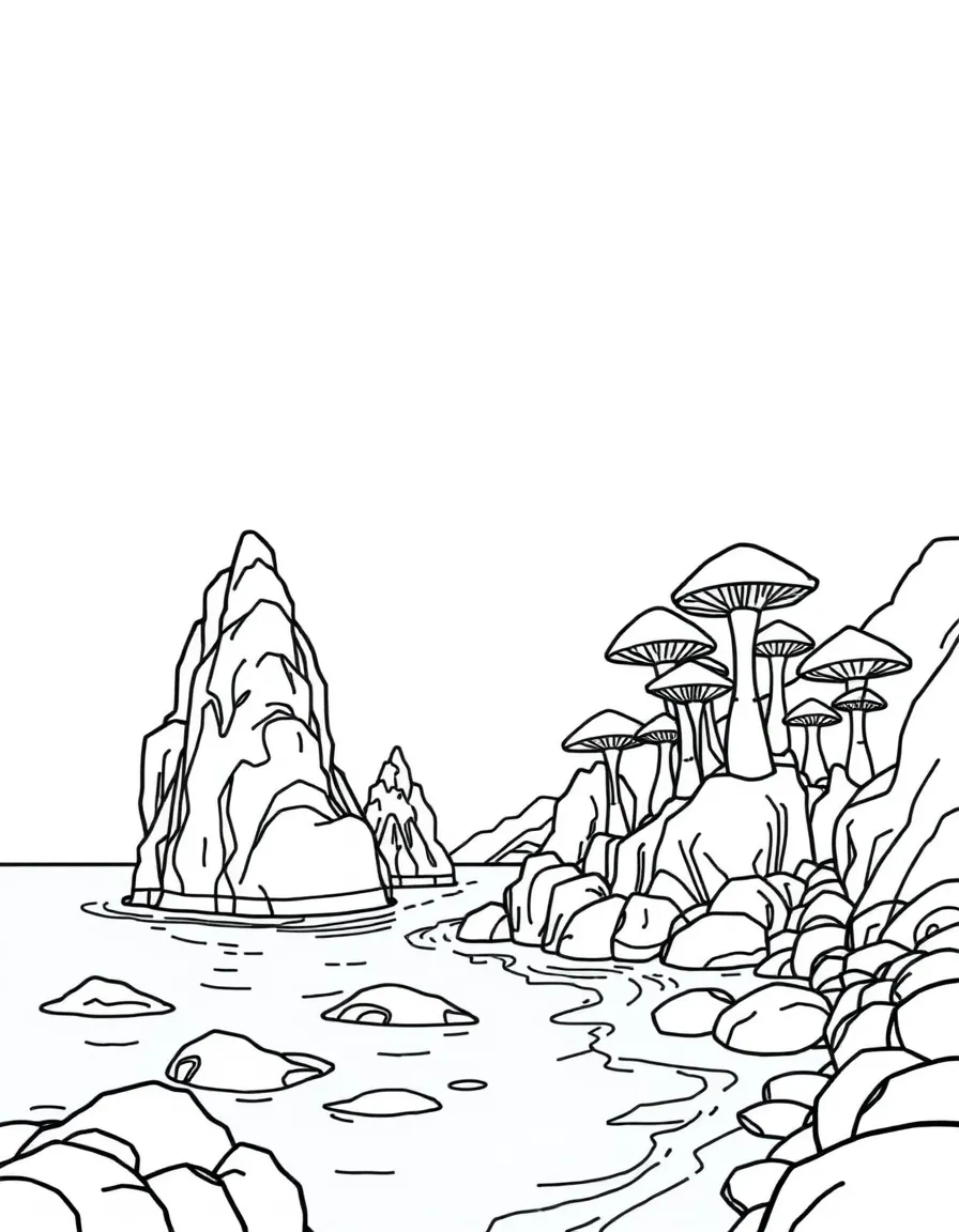 (Taiwan) A coastal scene of Yehliu Geopark with its mushroom-shaped rock formations and blue sea