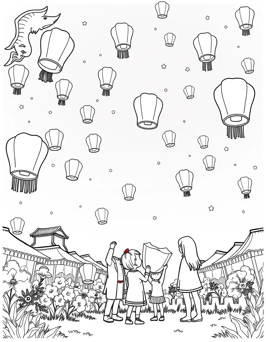 (Taiwan) A family making and releasing sky lanterns during the Pingxi Lantern Festival at night