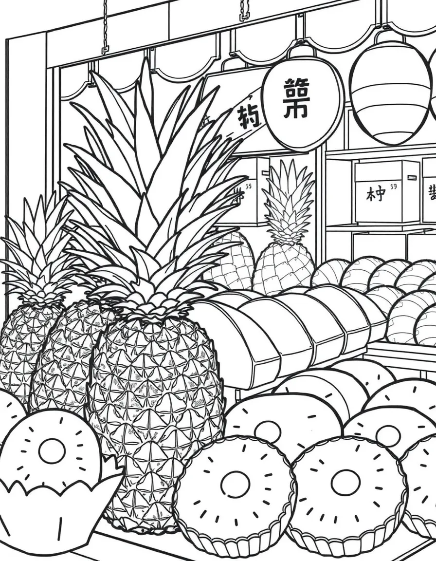 (Taiwan) Pineapple cakes and fresh pineapples at a bakery stand (a famous Taiwanese treat)