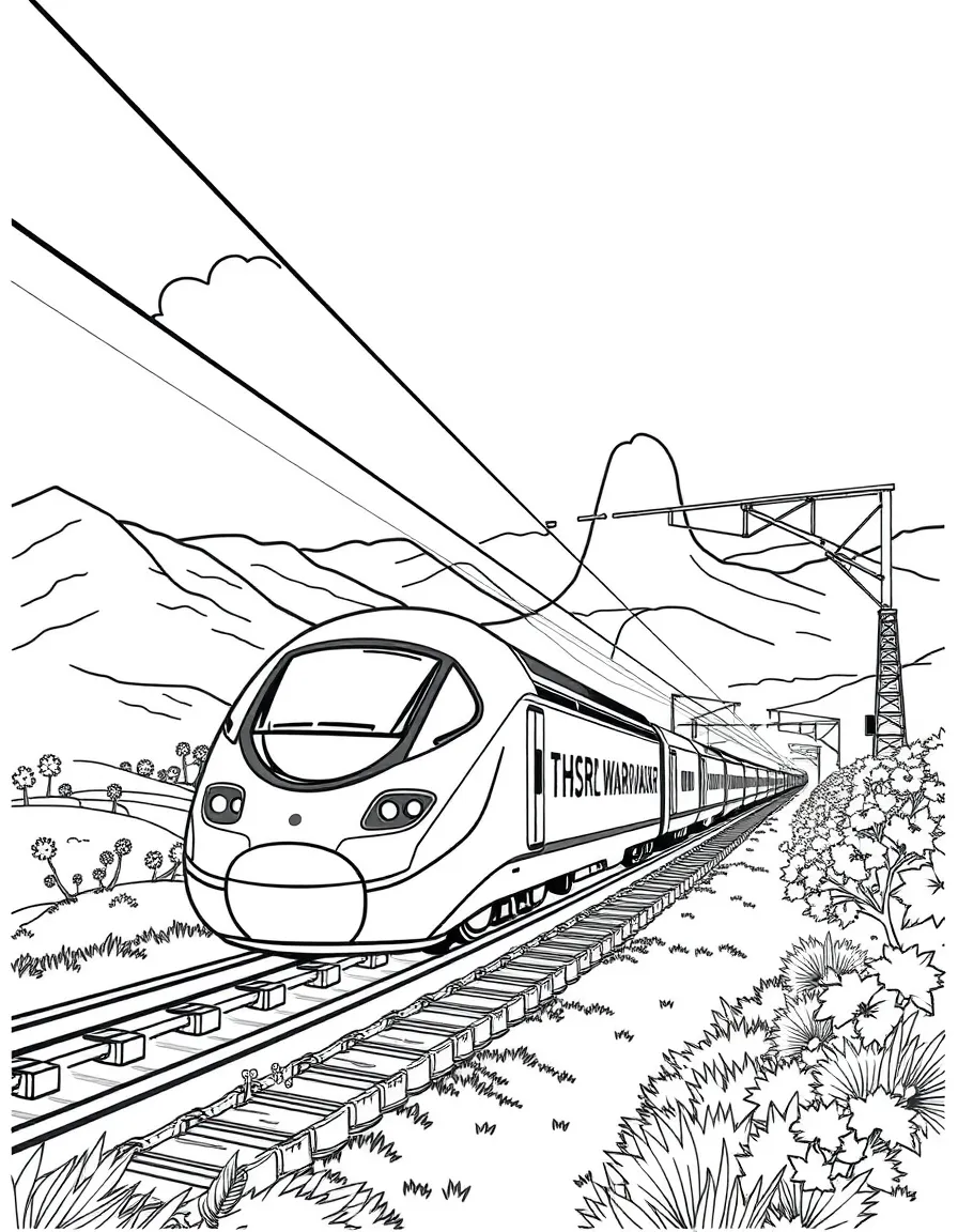 (Taiwan) A high-speed train (THSR bullet train) traveling through Taiwan’s countryside