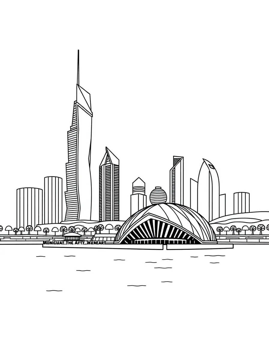 (Qatar) The Doha skyline with its modern skyscrapers and the Museum of Islamic Art on the waterfront