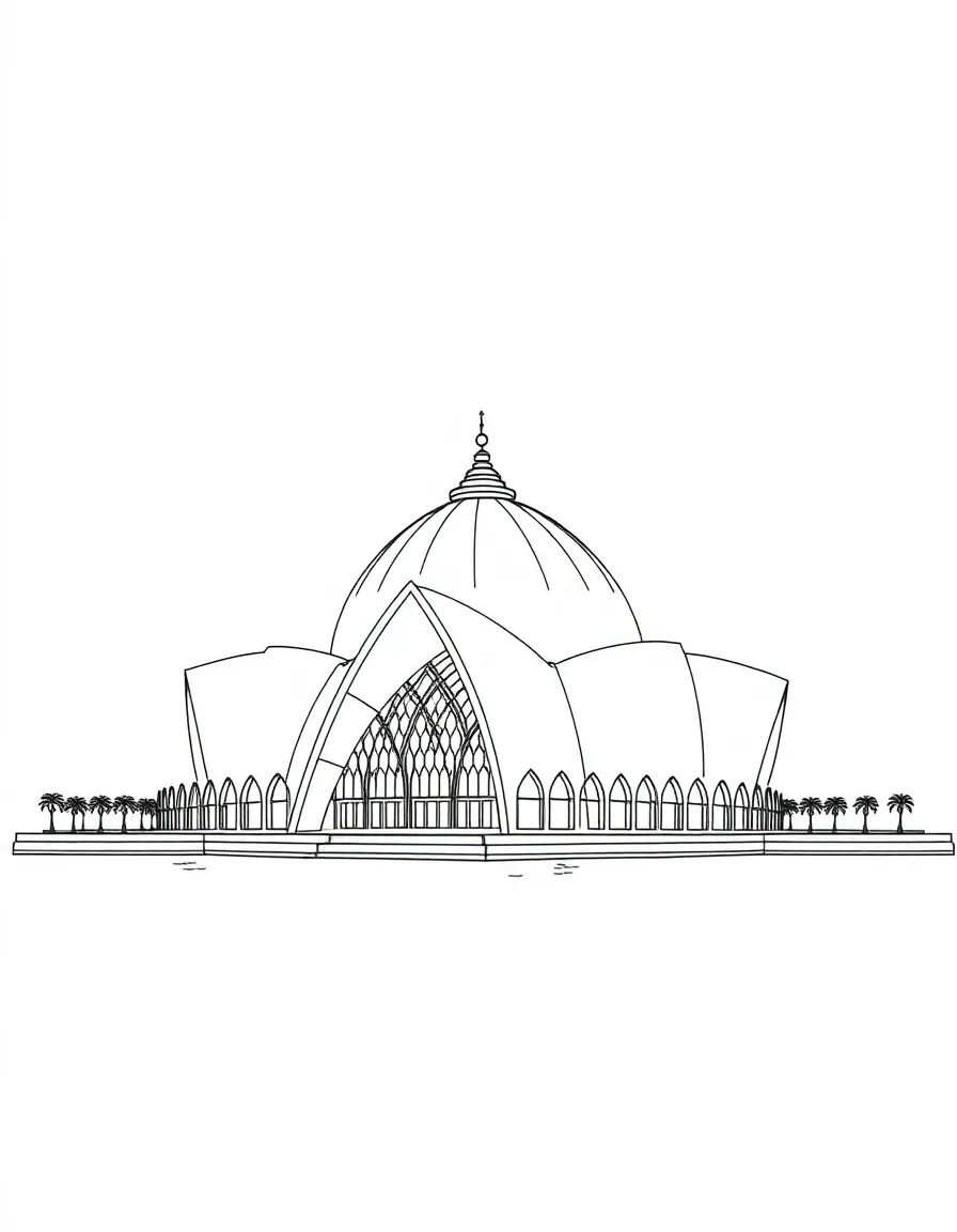 (Qatar) The Museum of Islamic Art building with its geometric design and elegant arches by the blue sea