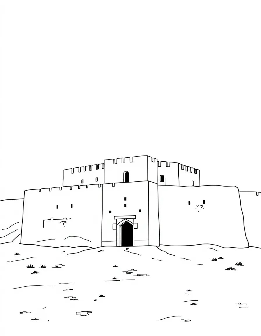 (Qatar) Al Zubarah Fort, an old sand-colored desert fort under a wide sky (UNESCO site in Qatar)