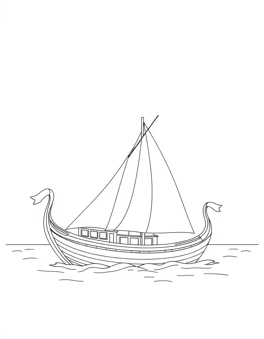 (Qatar) A dhow (traditional wooden boat) sailing on the Persian Gulf with its sails raised