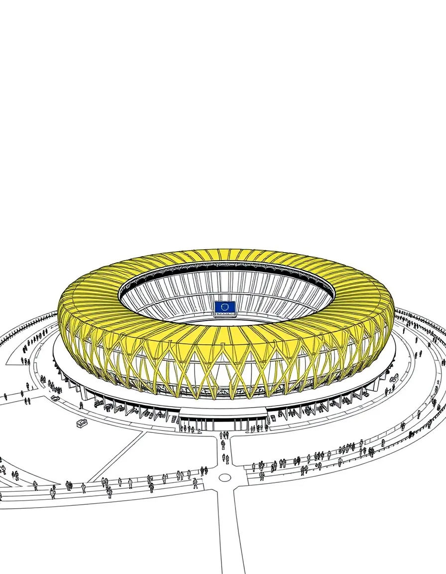 (Qatar) An aerial view of the 2022 World Cup stadium (Lusail Stadium) with its golden bowl design