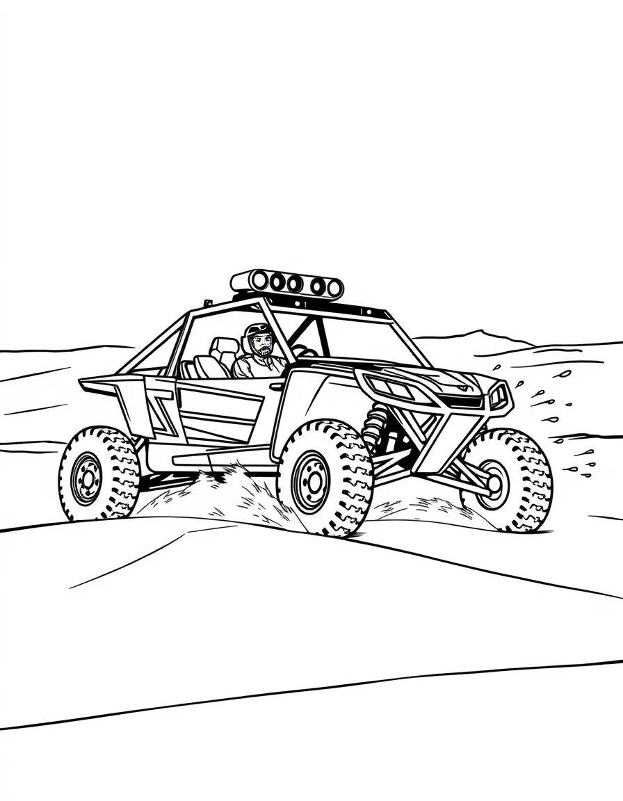 (Qatar) A desert rally car or dune buggy racing through the dunes (popular motorsport event in Qatar)