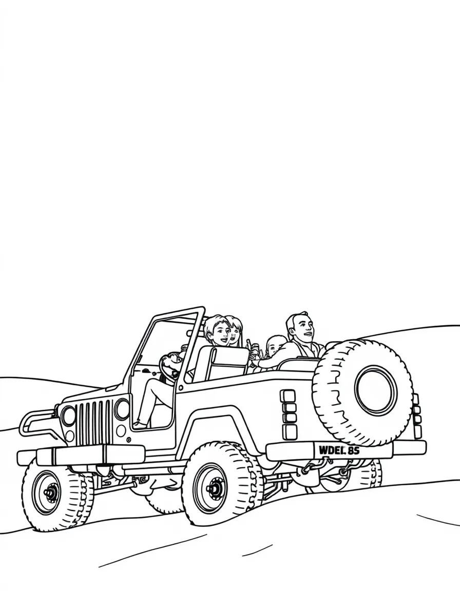 (Qatar) A family in a 4x4 jeep driving up and down sand dunes on a desert safari adventure (dune bashing)