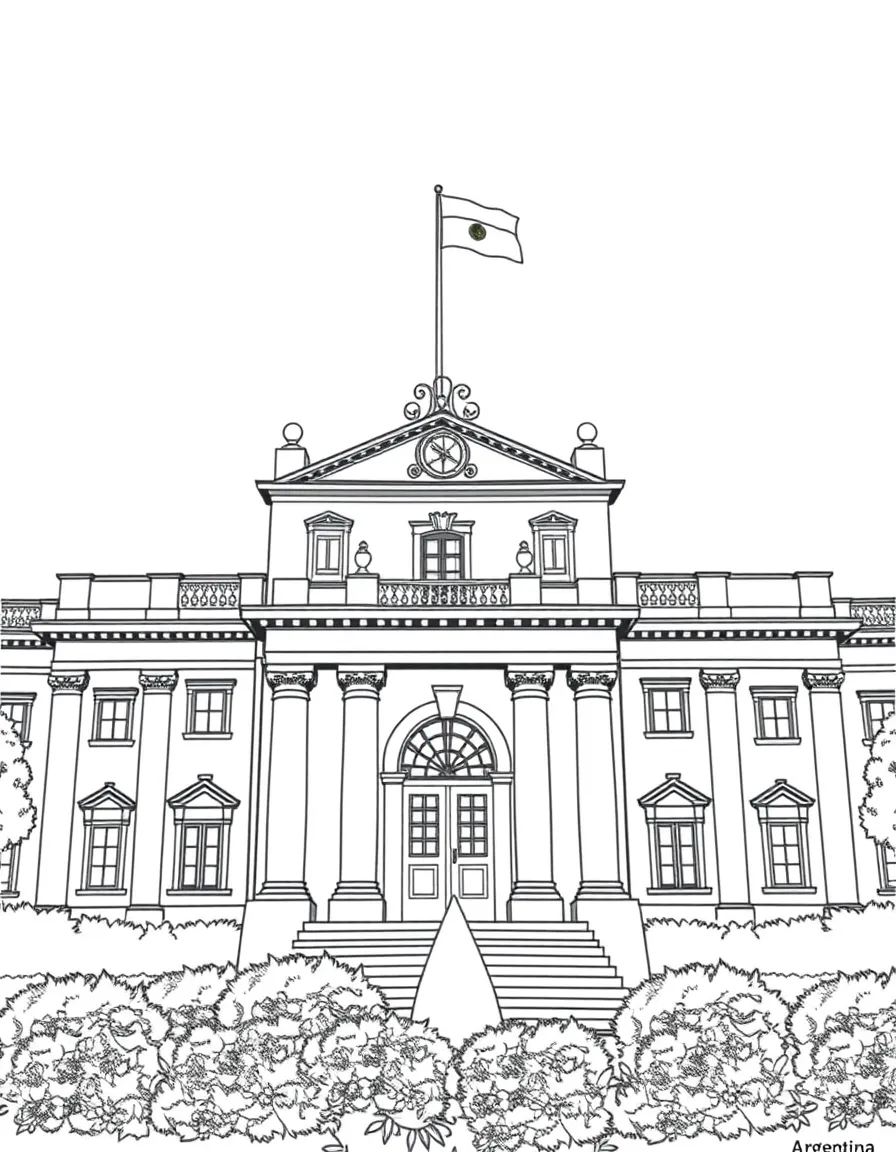 (Argentina) The Casa Rosada, Argentina’s famous pink presidential palace, with a flag flying on top.